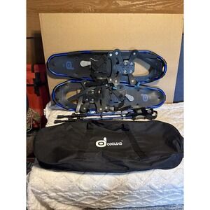 Odoland‎ 30" Snowshoes Set w/ Trekking Poles Carry Bag Black blue Model OD0412L